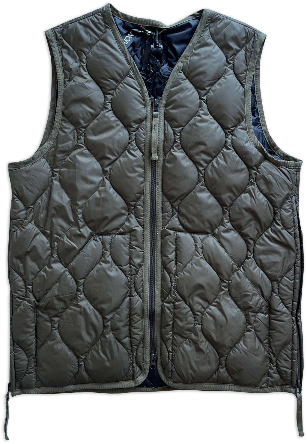 Taion Gilet Military V Neck W-zip Down Vest Dark Olive Verde Uomo - 1