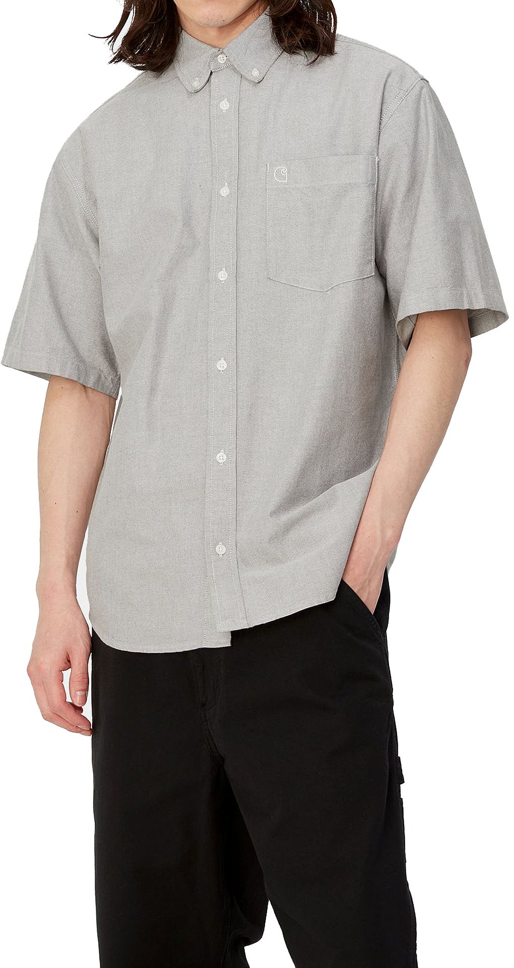 Carhartt Wip Camicia Ss Braxton Shirt Charcoal Wax Grigio Uomo - 3
