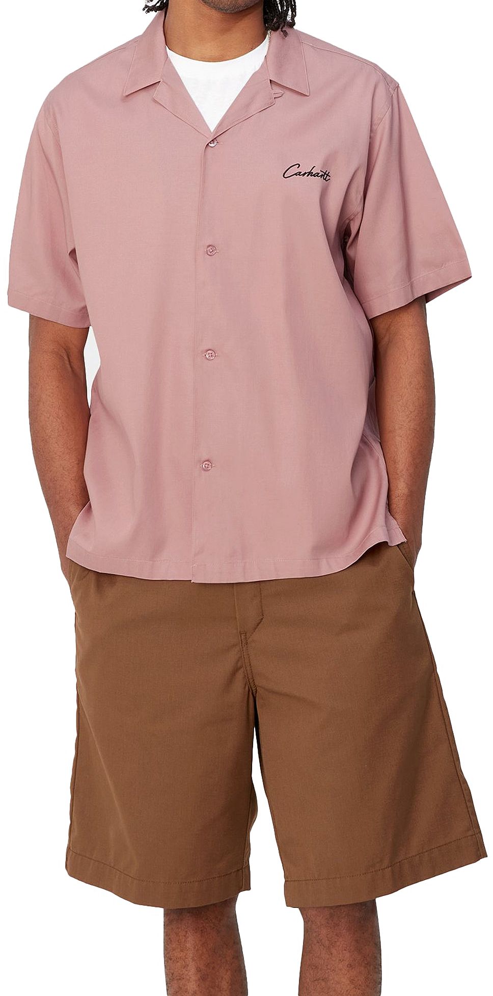 Carhartt Wip Camicia Ss Delray Shirt Glassy Pink Black Rosa Uomo - 3