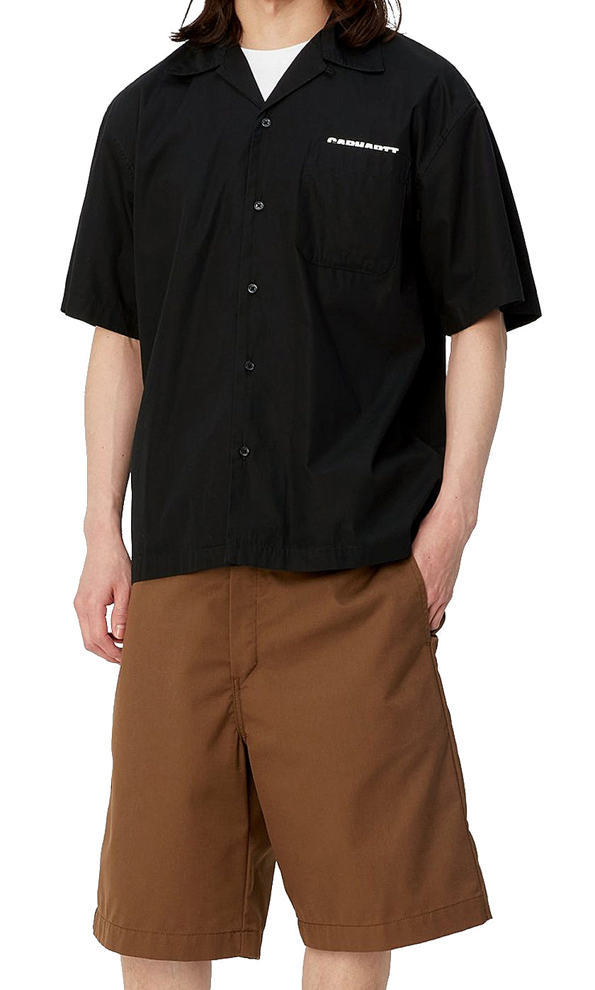 Carhartt Wip Camicia S/s Link Script Shirt Black White Nero Uomo - 3