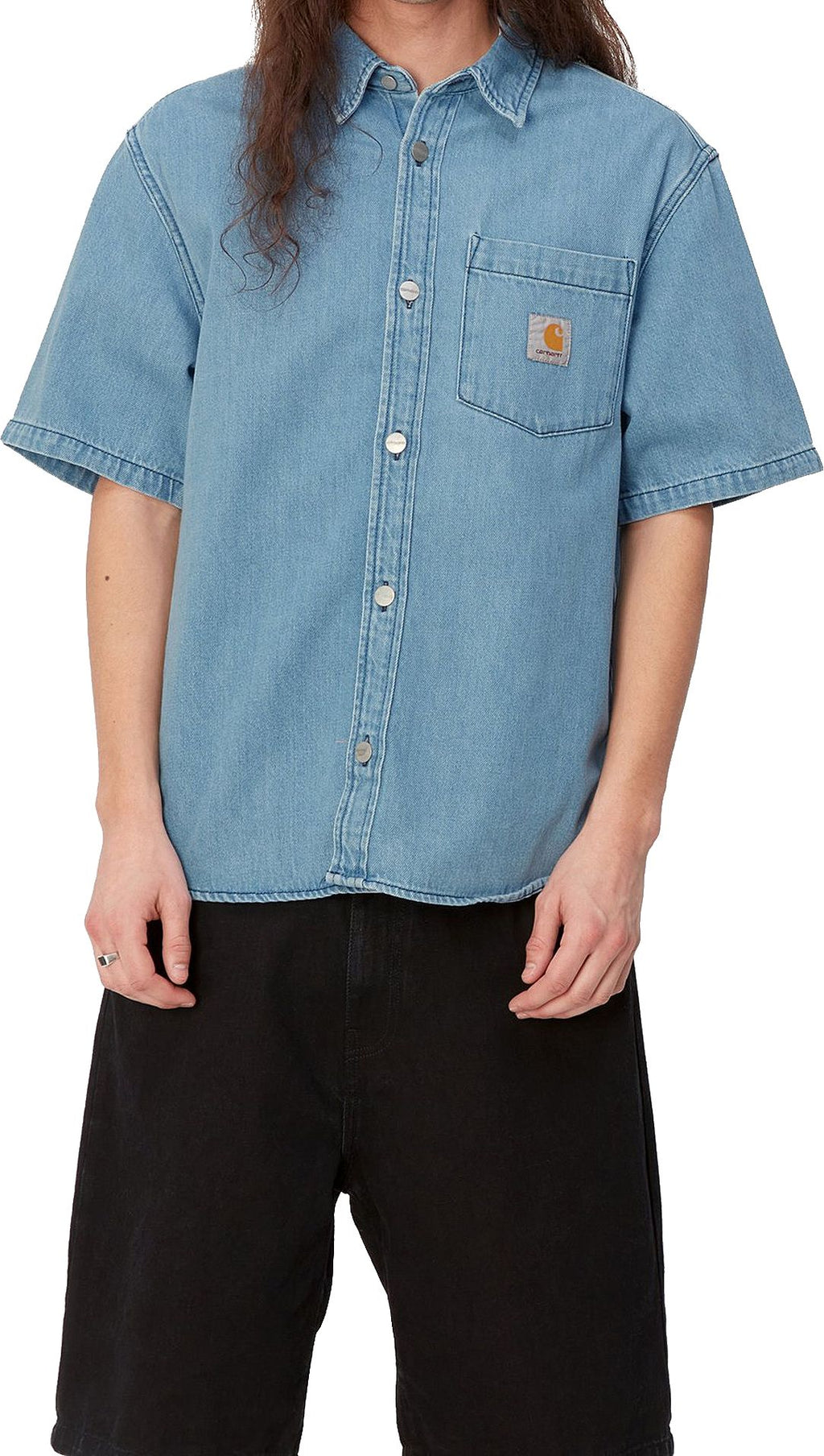 Carhartt Wip Camicia Ss Ody Shirt Blue Stone Bleached Uomo - 3