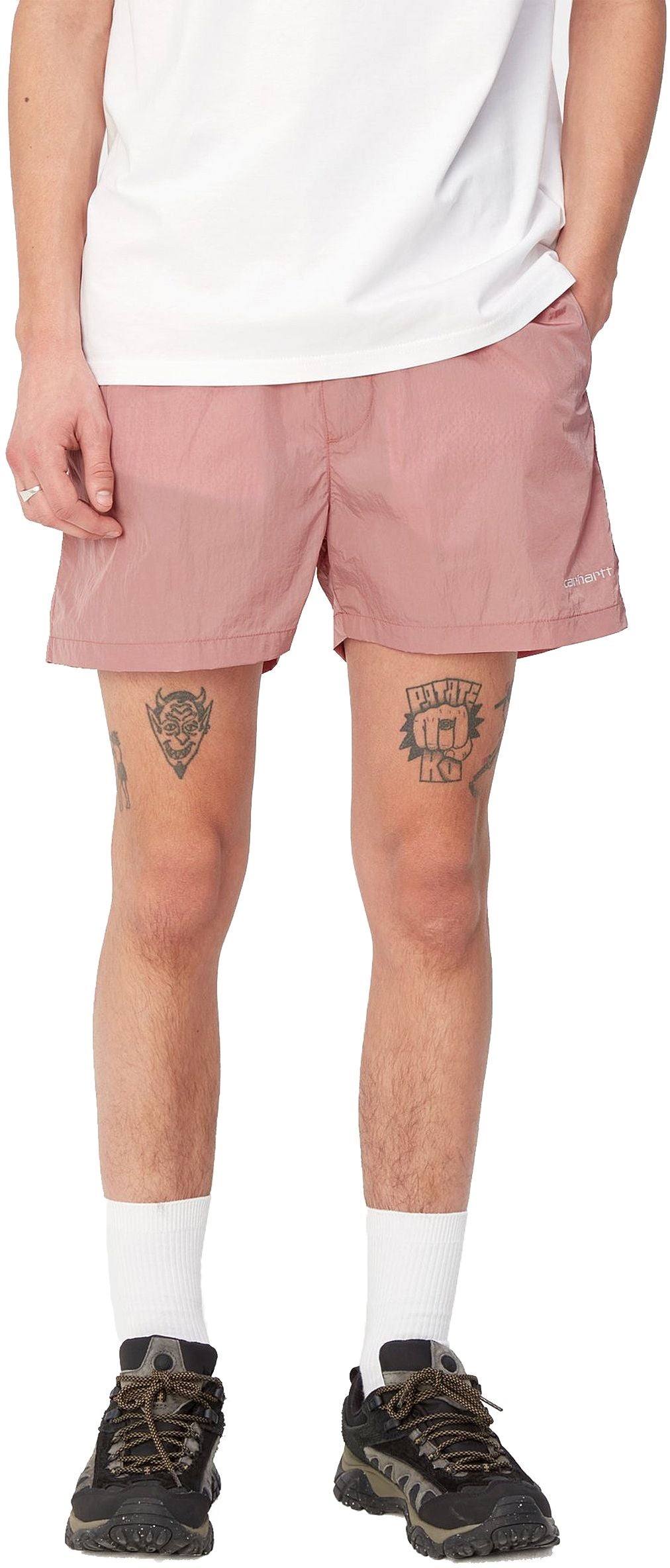 Carhartt Wip Costume Tobes Swim Trunks Glassy Pink White Rosa Uomo - 3