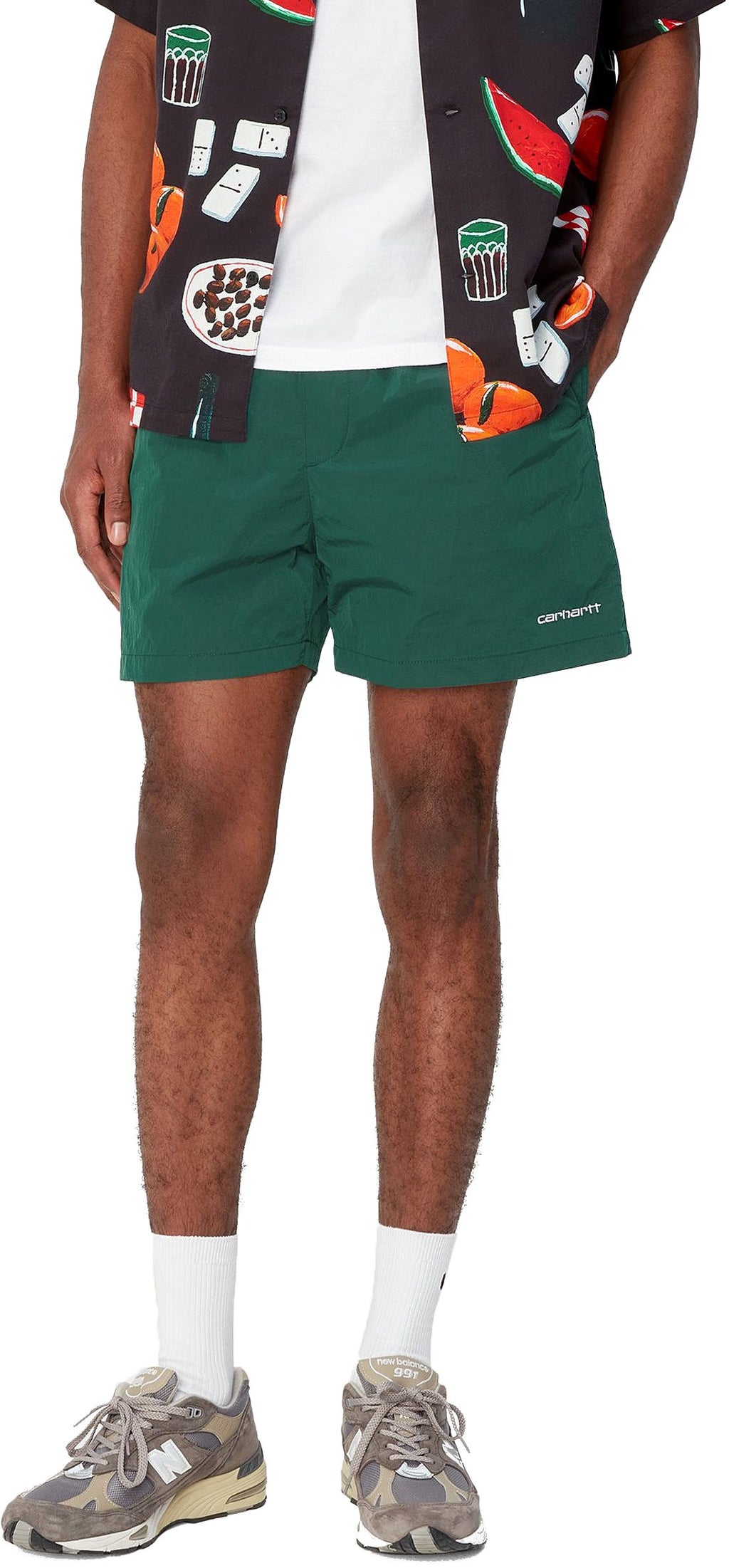 Carhartt Wip Costume Tobes Swim Trunks Chervil White Verde Uomo - 3