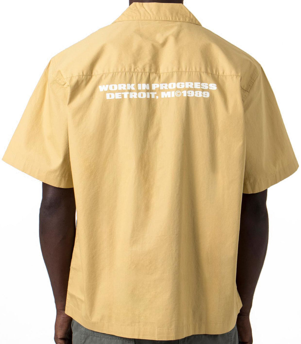 Carhartt Wip Camicia S/s Link Script Shirt Bourbon White Giallo Uomo - 2