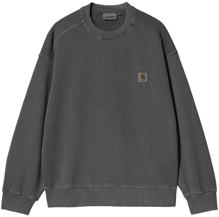 Carhartt Wip Felpa Nelson Sweat Charcoal Garment Dyed Nero Uomo - 1