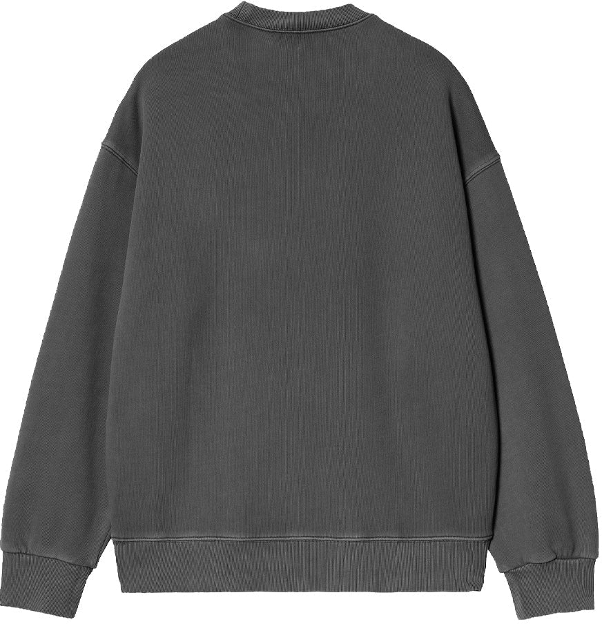 Carhartt Wip Felpa Nelson Sweat Charcoal Garment Dyed Nero Uomo - 2