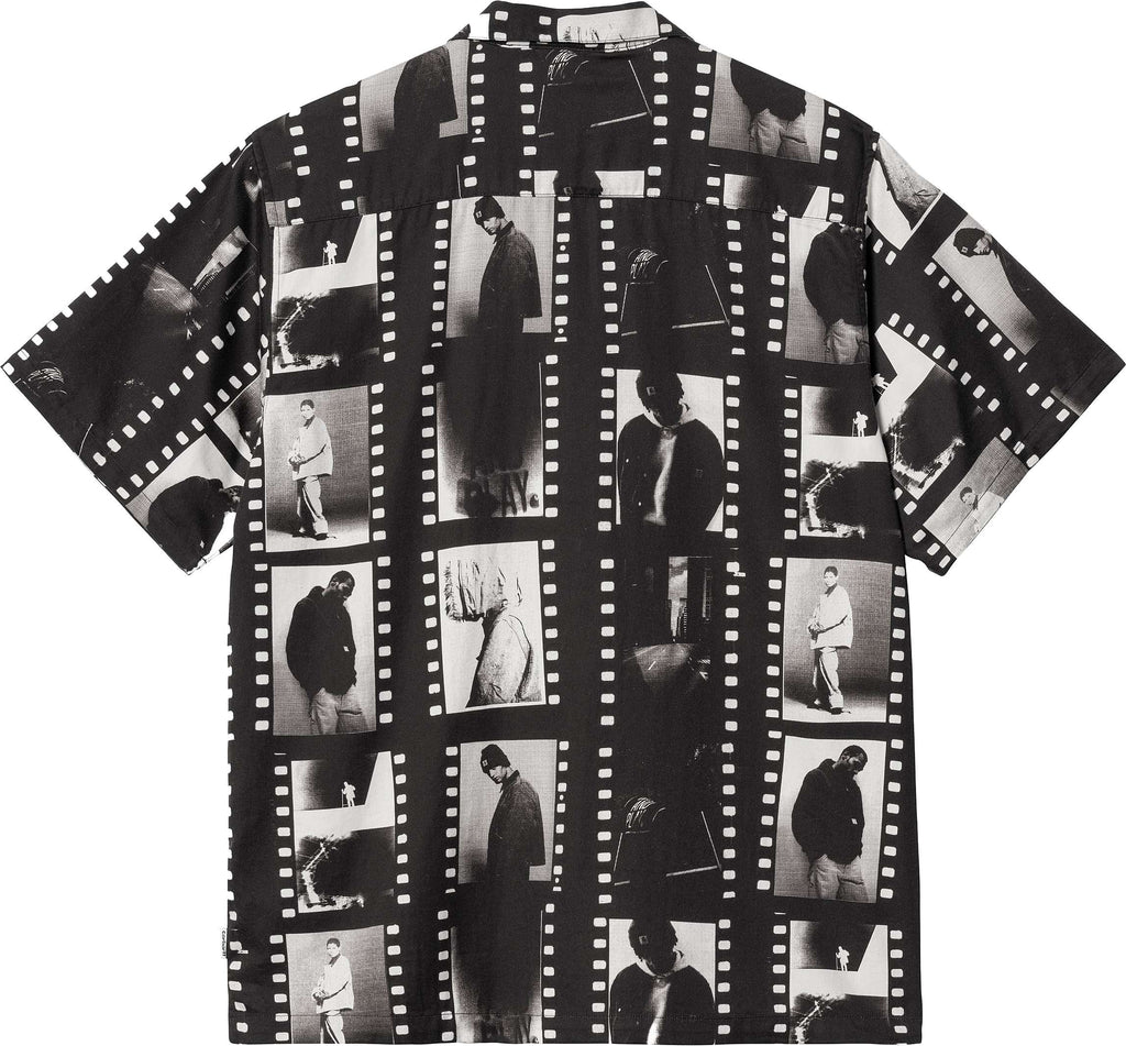 Carhartt Wip Camicia S/s Photo Strip Shirt Black White Blue Uomo - 2