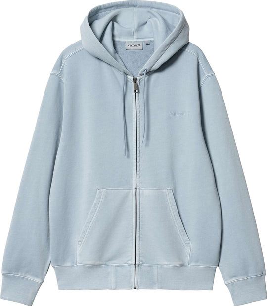 Carhartt Wip Felpa Hooded Duster Script Jacket Misty Sky Garment Dyed Uomo Blue