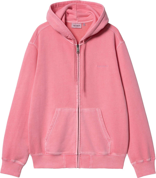 Carhartt Wip Felpa Hooded Duster Script Jacket Charm Pink Garment Dyed Uomo Rosa