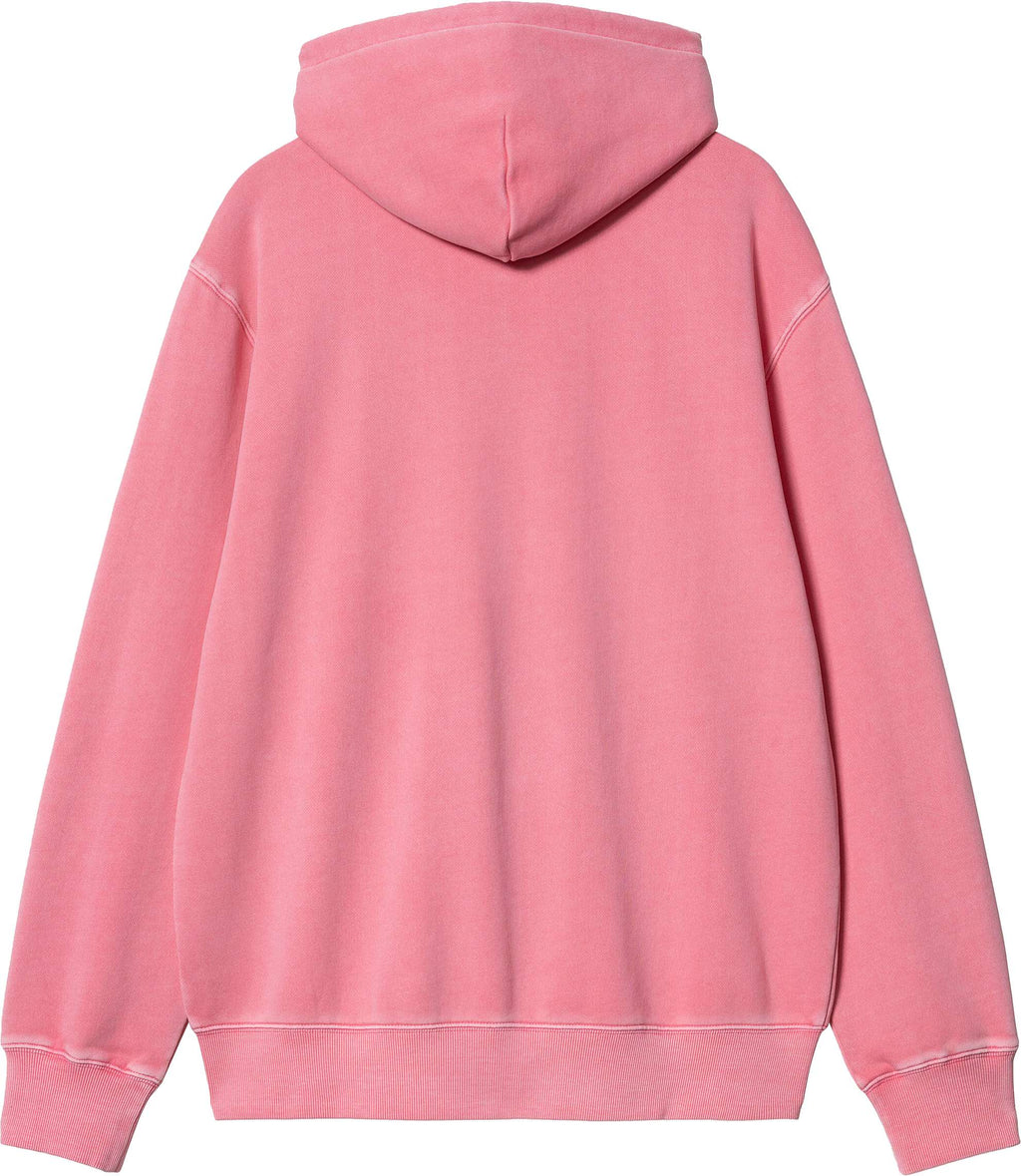 Carhartt Wip Felpa Hooded Duster Script Jacket Charm Pink Garment Dyed Rosa Uomo - 2