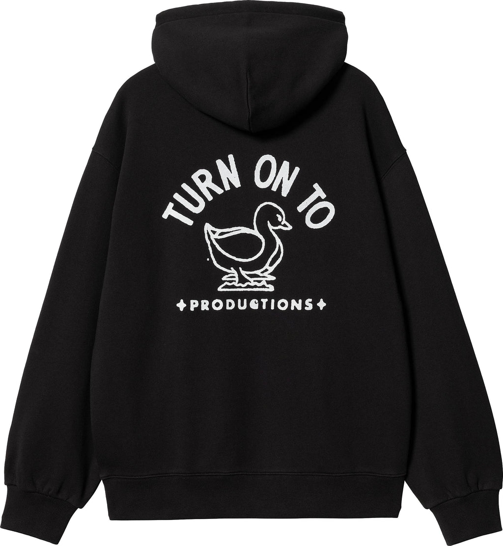 Carhartt Wip Felpa Hooded Stamp Sweat Black White Stone Washed Nero Uomo - 1