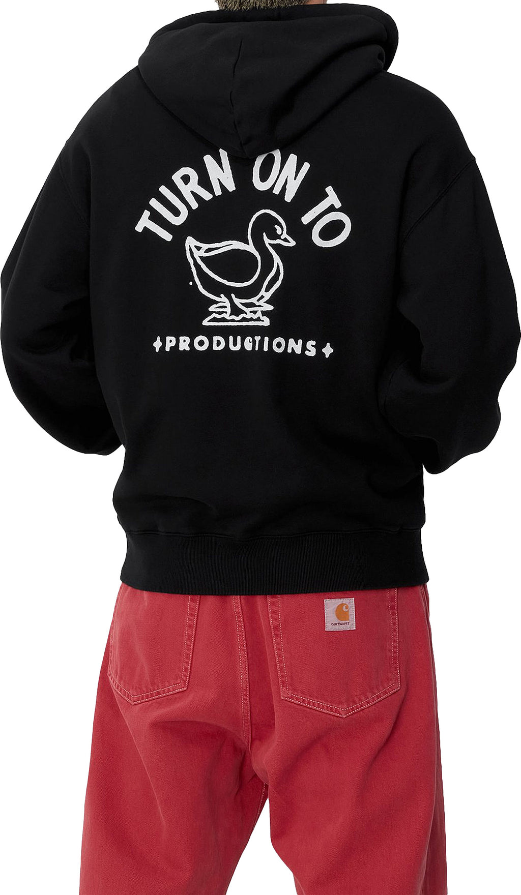 Carhartt Wip Felpa Hooded Stamp Sweat Black White Stone Washed Nero Uomo - 3