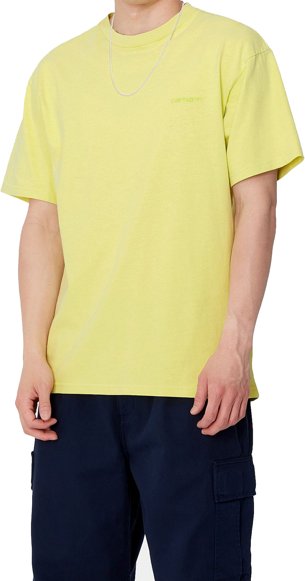 Carhartt Wip T-shirt S/s Duster Script Tee Arctic Lime Garment Dyed Giallo Uomo - 3