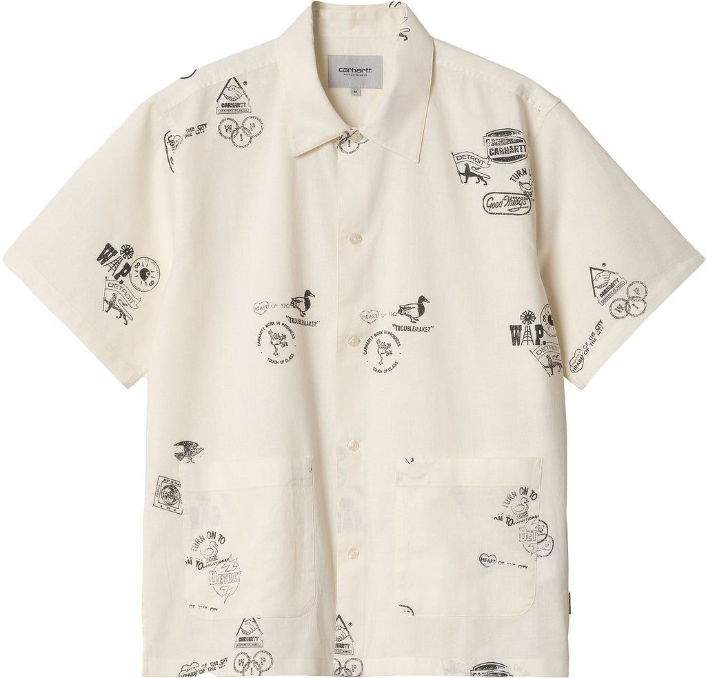 Carhartt Wip Camicia Ss Stamp Shirt Stamp Print Wax Beige Uomo - 1