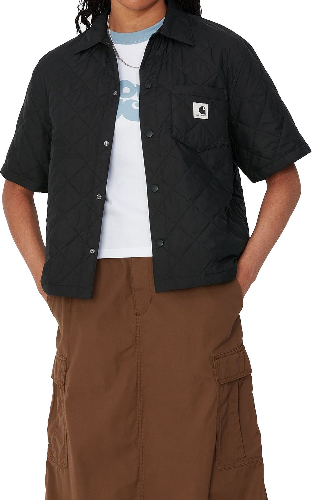Carhartt Wip Camicia W S/s Laurens Shirt Jac Black Nero Donna - 3