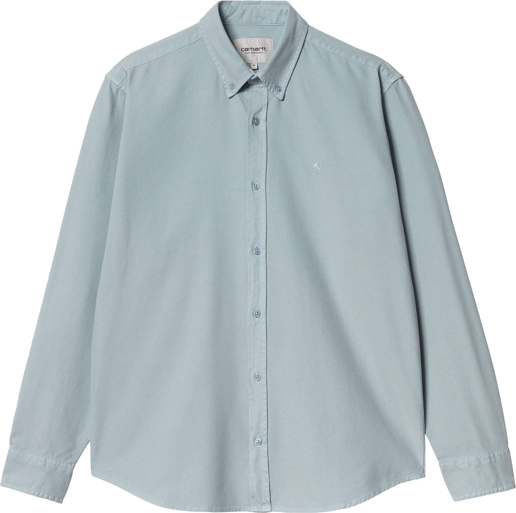 Carhartt Wip Camicia L/s Bolton Shirt Dusty Ice Garment Dyed Blue Uomo - 1