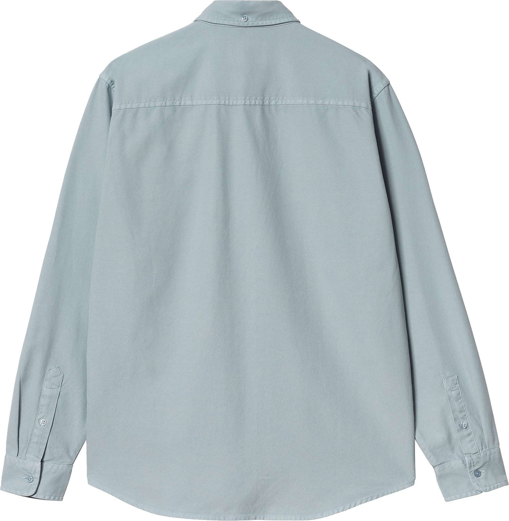 Carhartt Wip Camicia L/s Bolton Shirt Dusty Ice Garment Dyed Blue Uomo - 2