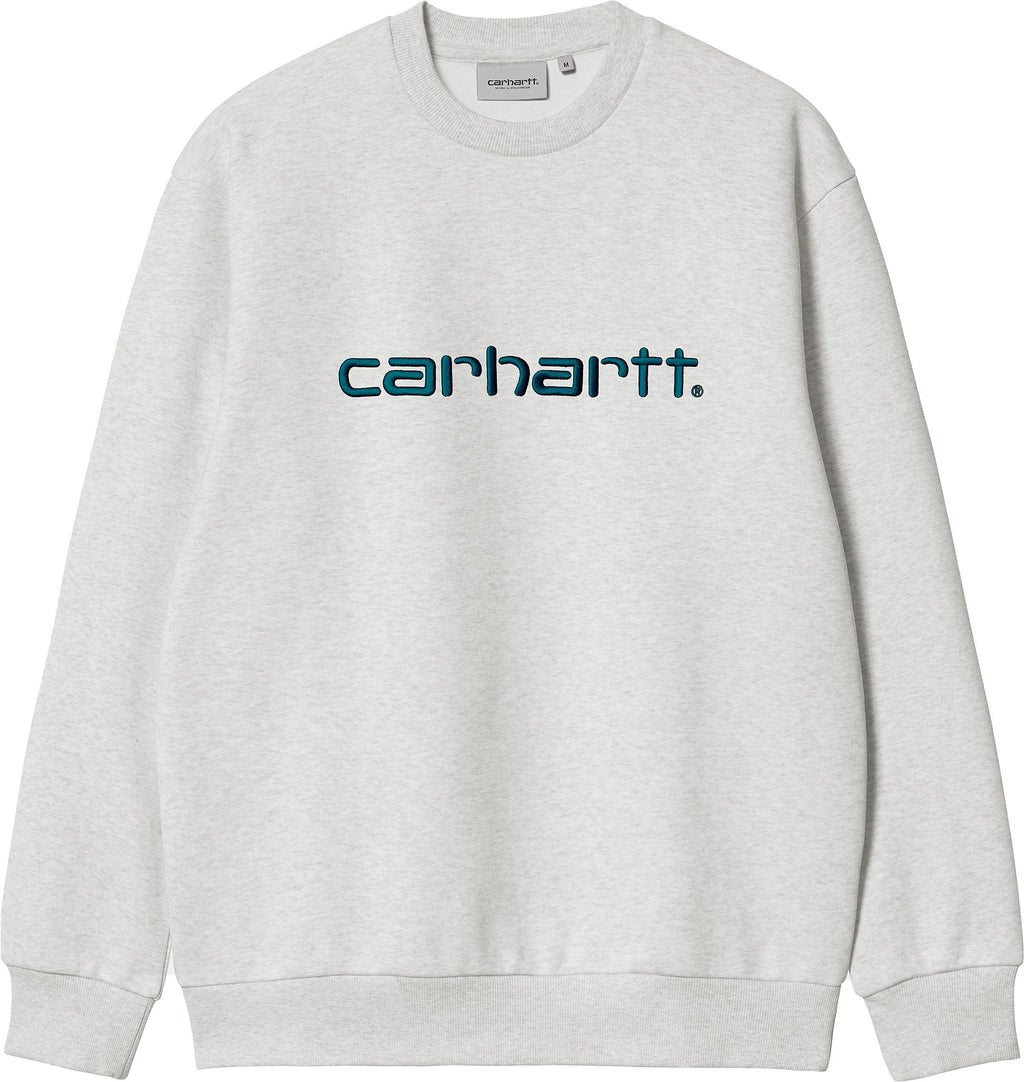 Carhartt Wip Felpa Carhartt Sweat Ash Heather Duck Blue Grigio Uomo - 1