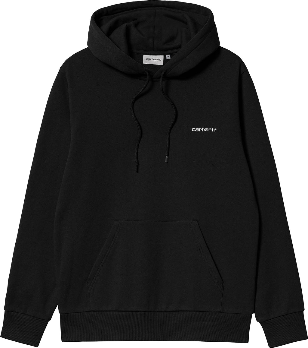 Carhartt Wip Felpa Hooded Script Embroidery Sweat Black White Nero Uomo - 1