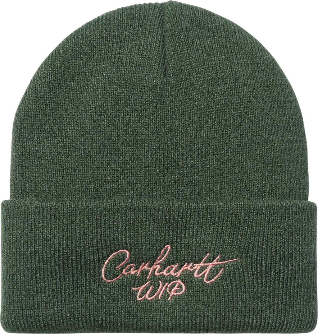 Carhartt Wip Cuffia Signature Beanie Sycamore Tree Dusty Rose Verde Uomo - 1