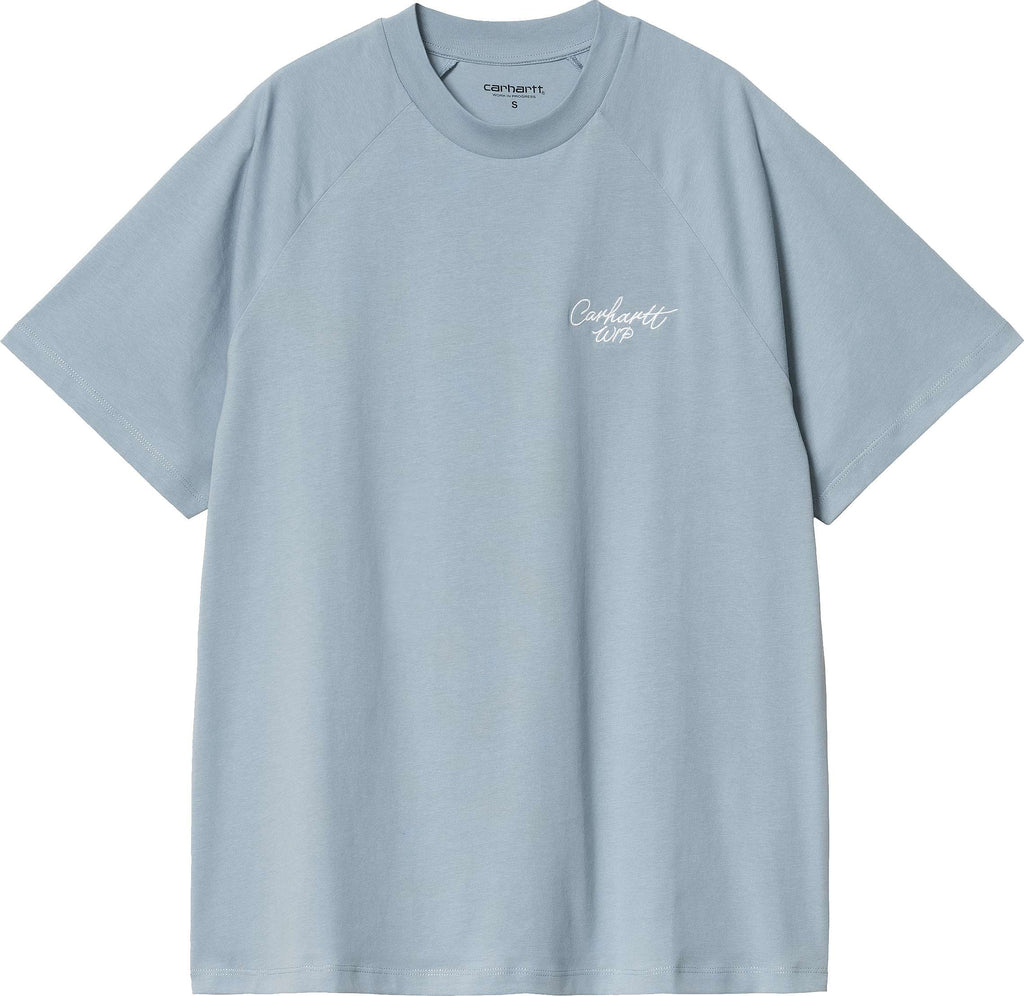 Carhartt Wip T-shirt W S/s Signature Tee Dusty Ice White Blue Donna - 1