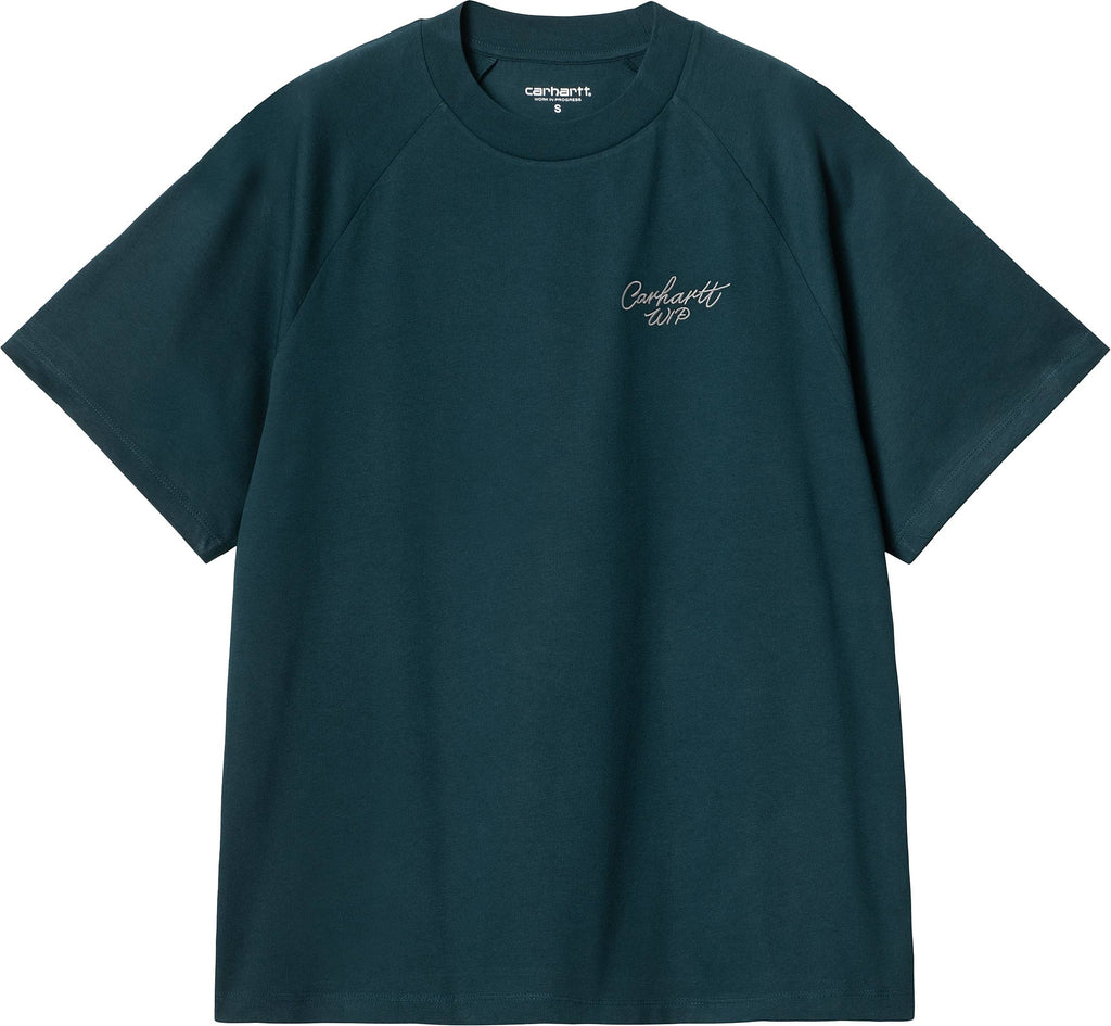 Carhartt Wip T-shirt W S/s Signature Tee Duck Blue White Donna - 1