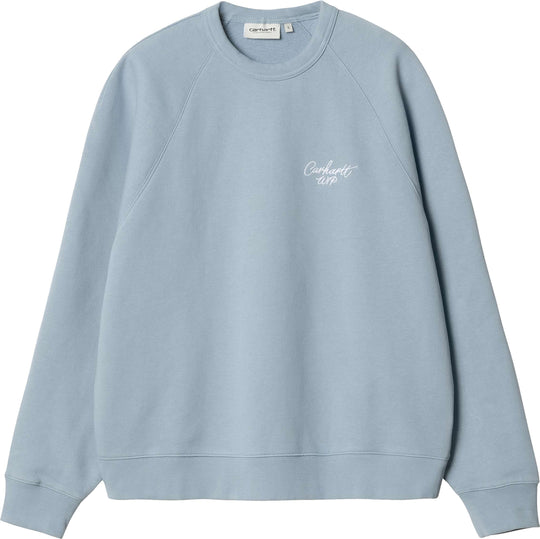 Carhartt Wip Felpa W Signature Sweat Dusty Ice White Donna Blue