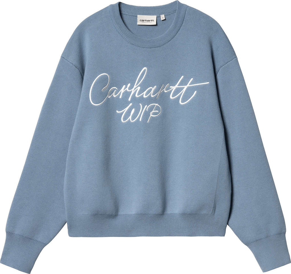 Carhartt Wip Felpa W Signature Sweater Dusty Ice Wax Blue Donna - 1