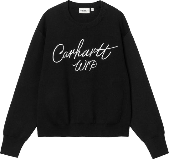 Carhartt Wip Felpa W Signature Sweater Black Wax Donna Nero