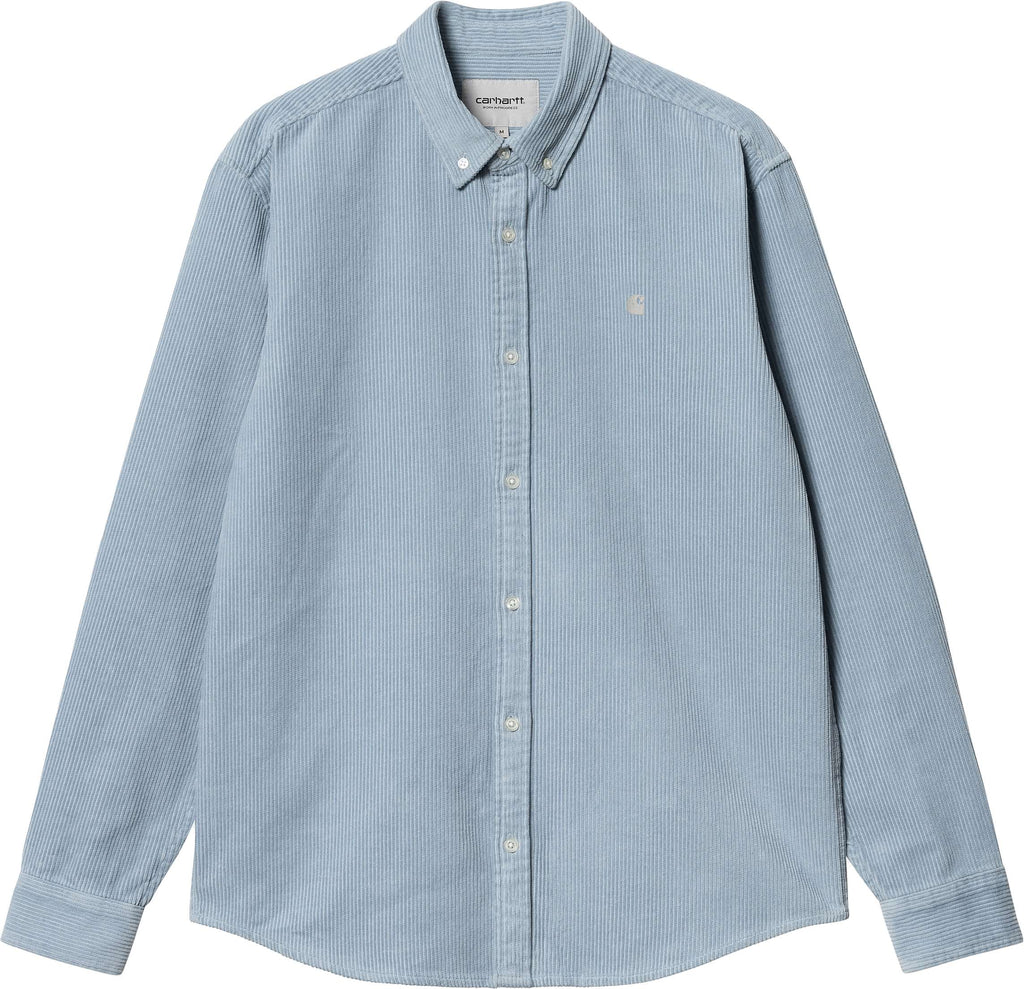 Carhartt Wip Camicia L/s Madison Cord Shirt Dusty Ice Wax Blue Uomo - 1