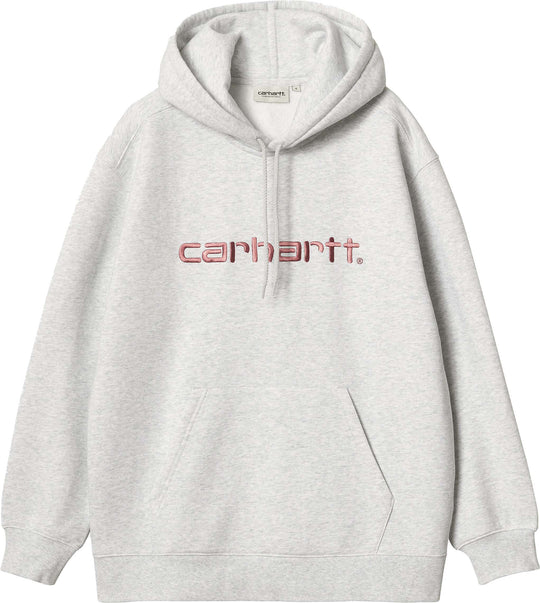 Carhartt Wip Felpa W Hooded Carhartt Sweatshirt Ash Heather Dusty Rose Donna Grigio