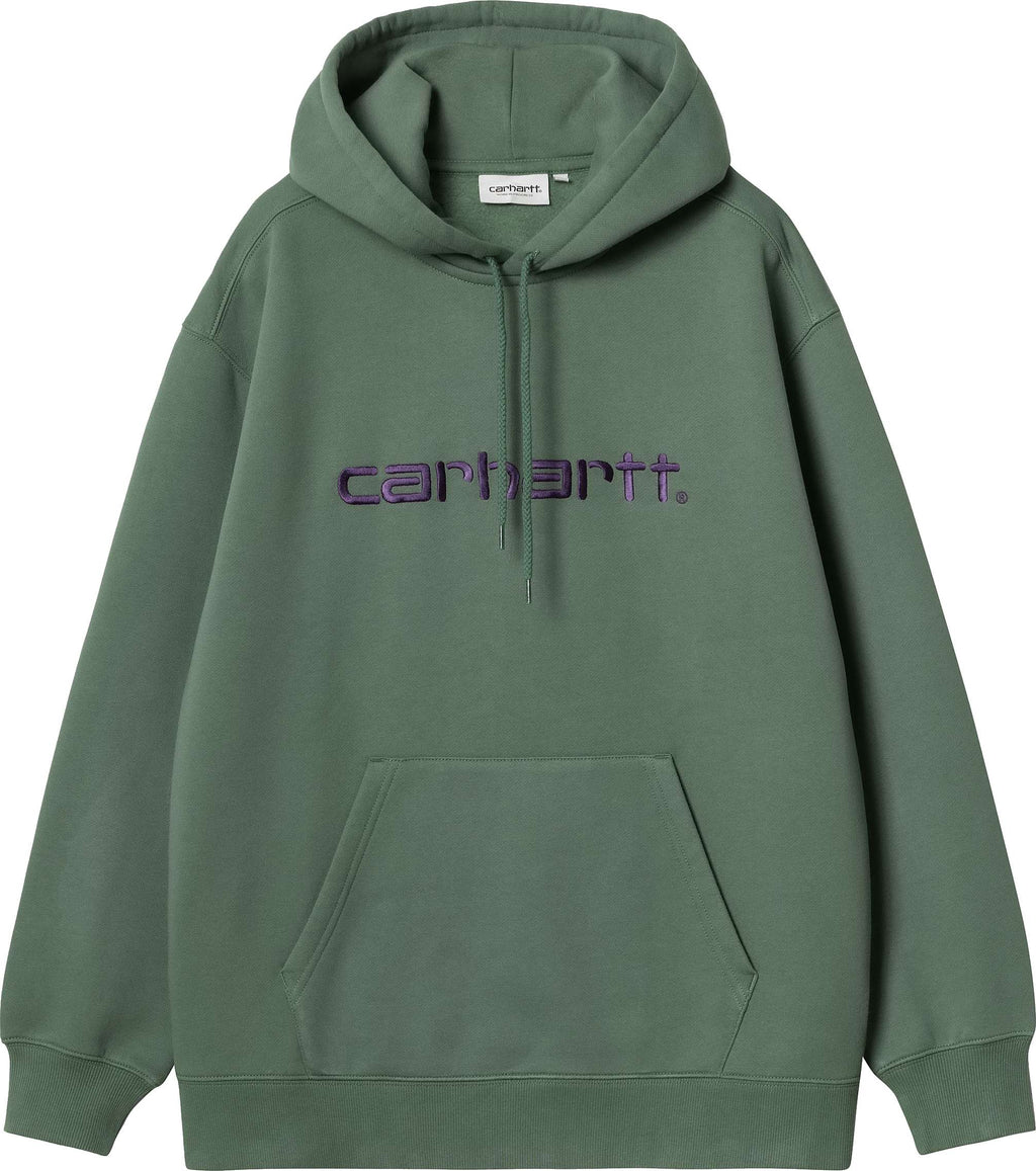 Carhartt Wip Felpa W Hooded Carhartt Sweatshirt Duck Green Aura Verde Donna - 1