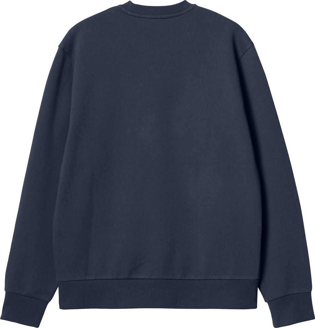 Carhartt Wip Felpa Script Embroidery Sweat Air Force Blue White Uomo - 2