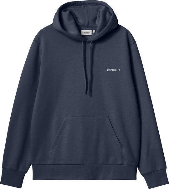 Carhartt Wip Felpa Hooded Script Embroidery Air Force Blue White Uomo