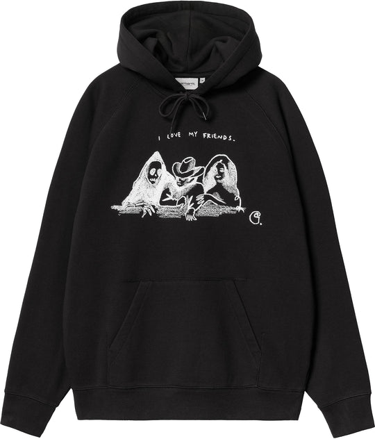 Carhartt Wip Felpa Hooded Pepe Friends Sweat Black White Uomo