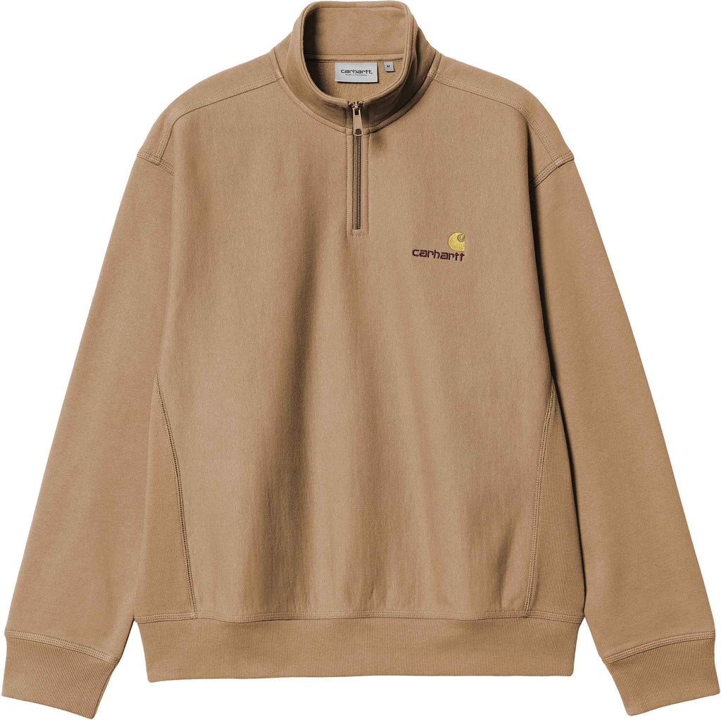 Carhartt Wip Felpa Half Zip American Script Sweat Penaut Peanut Uomo - 1