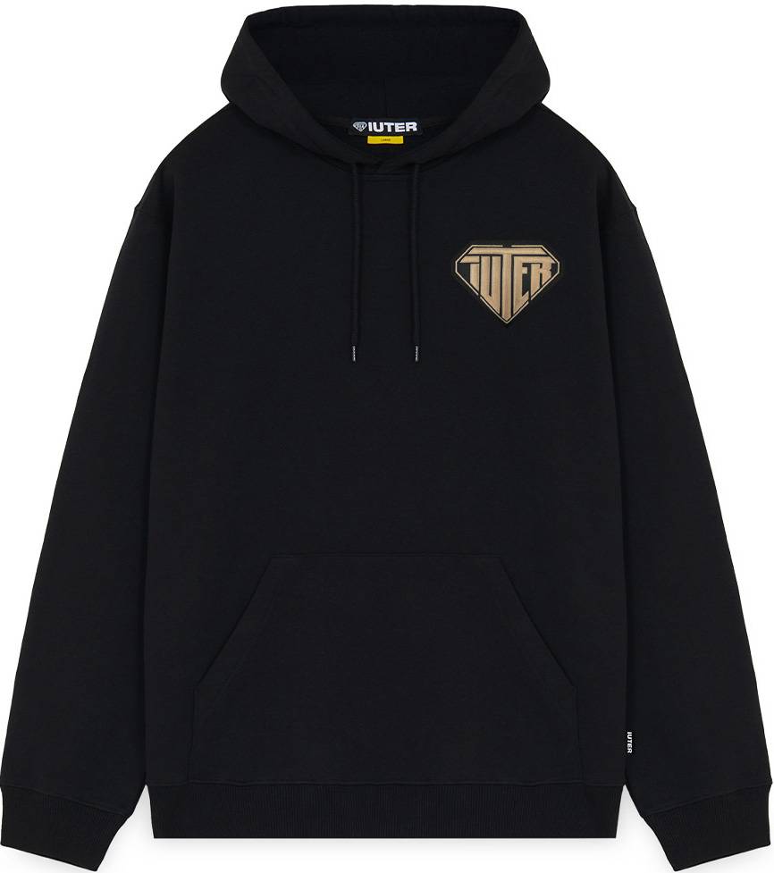 Iuter Felpa Logo Patch Hoodie Black Uomo ModeOn Streetwear