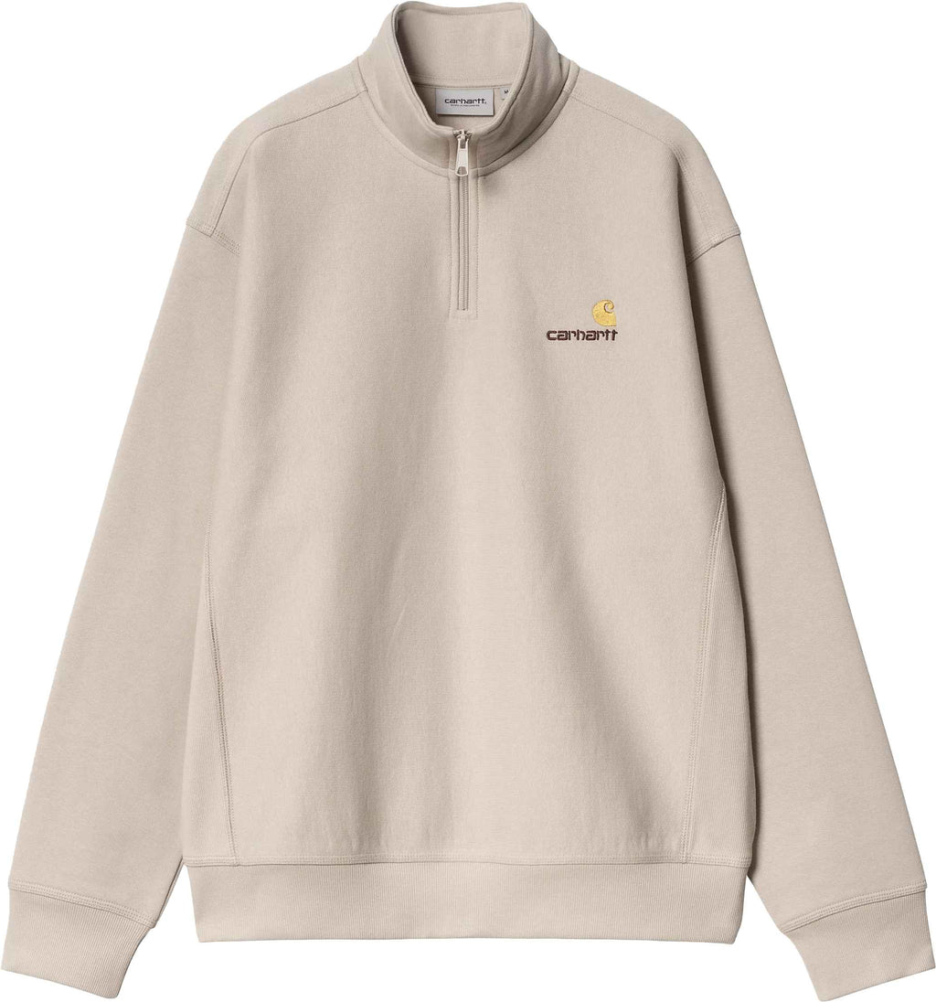 Carhartt Wip Felpa Half Zip American Script Sweat Fleur De Sel Fleurdesel Uomo - 1