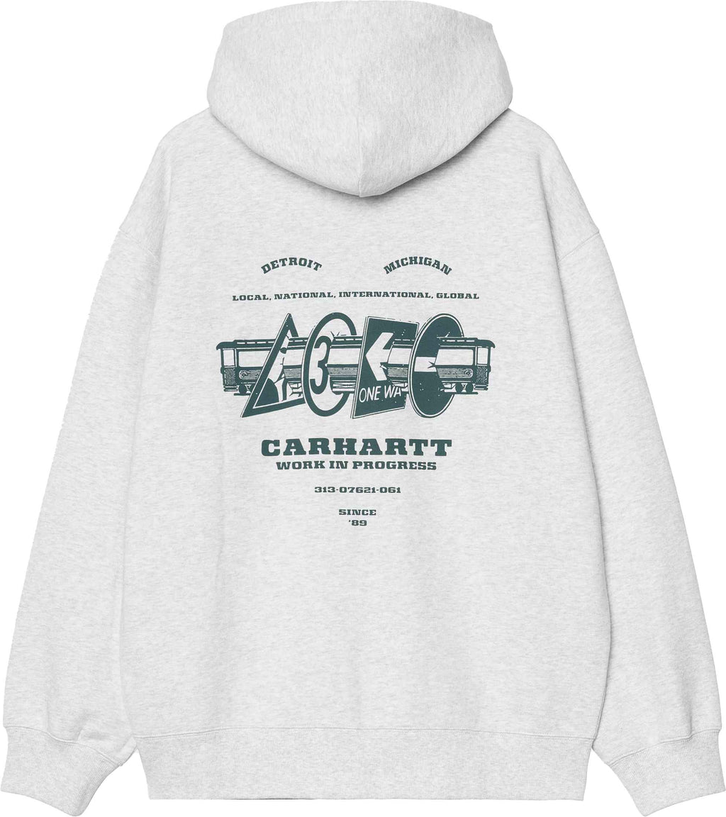 Carhartt Wip Felpa Hooded Runaway Sweat Jacket Ash Heather Malachite Stoe Washed Ashheather Uomo - 1