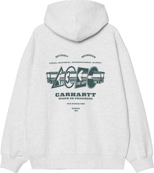 Carhartt Wip Felpa Hooded Runaway Sweat Jacket Ash Heather Malachite Stoe Washed Uomo Ashheather