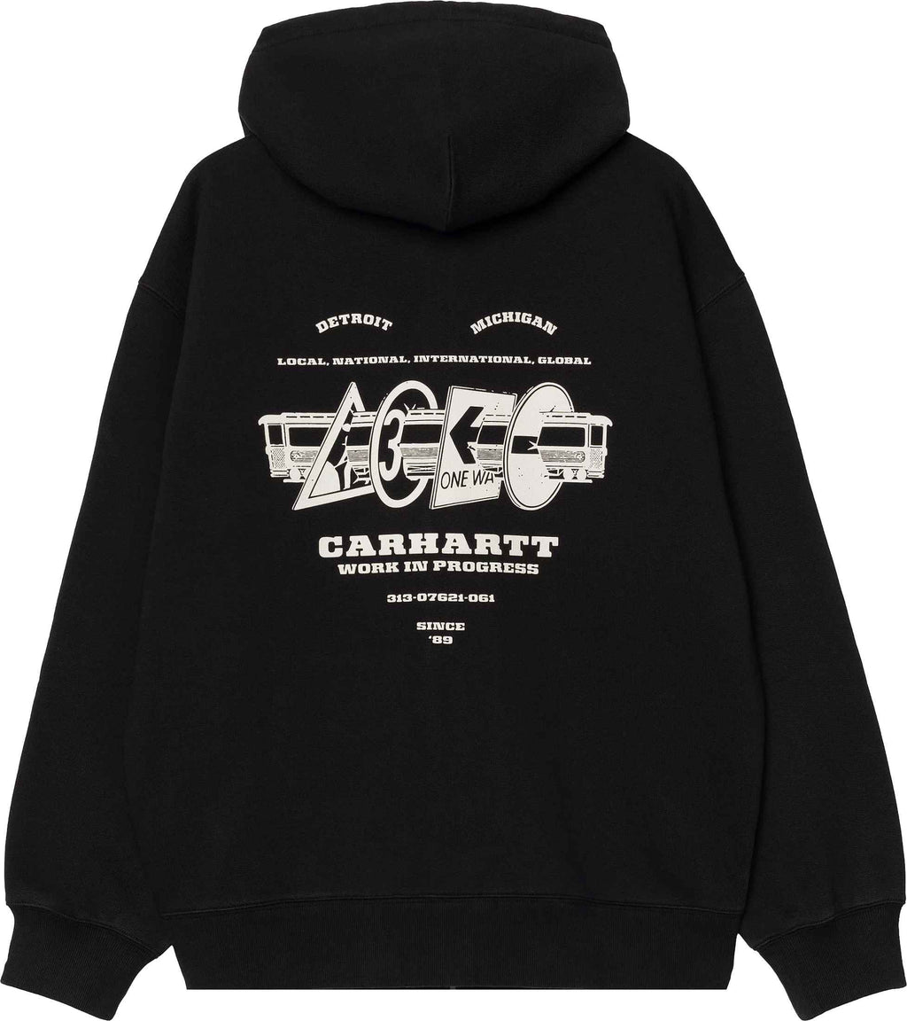 Carhartt Wip Felpa Hooded Runaway Sweat Jacket Black Wax Stone Washed Uomo - 1