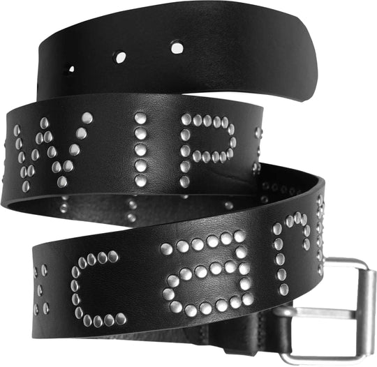 Carhartt Wip Cinta Script Studs Belt Leather Black Silver Uomo Blacksilver