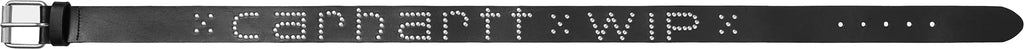Carhartt Wip Cinta Script Studs Belt Leather Black Silver Blacksilver Uomo - 2