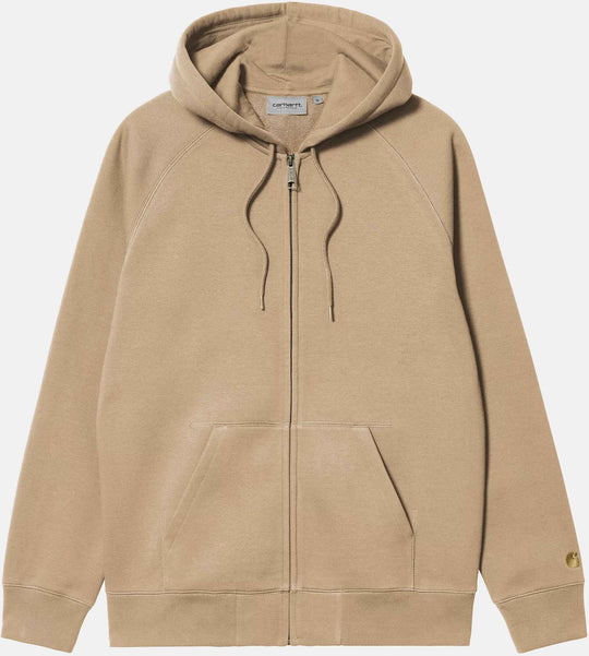 Carhartt Wip Felpa Hooded Chase Jacket Dusty H Brown Gold Uomo Dustyhbrown