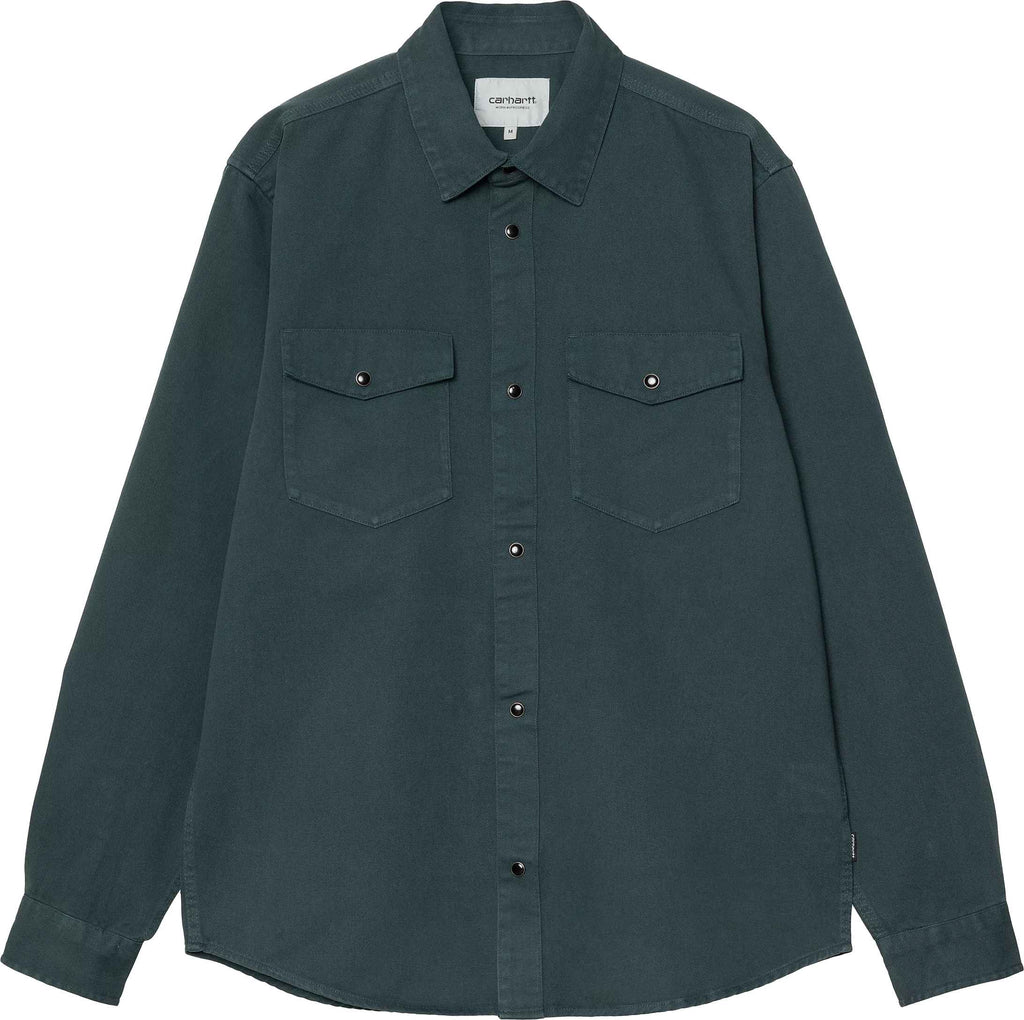 Carhartt Wip Camicia Ls Santa Fe Shirt Deep Lagoon Garment Dyed Deeplagoon Uomo - 1