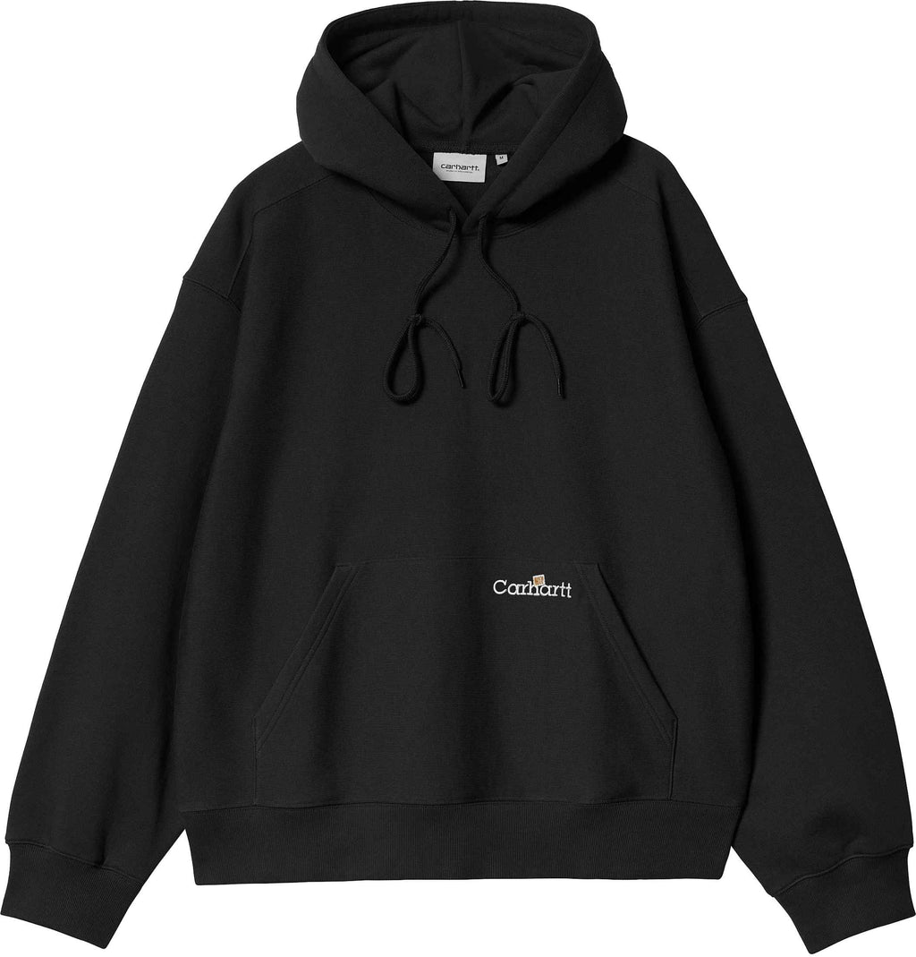Carhartt Wip Felpa Hooded Label Script Sweat Black Uomo - 1