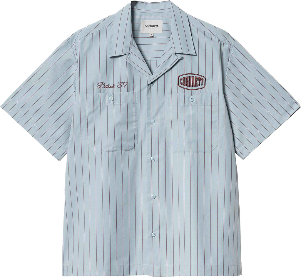 Carhartt Wip Camicia Ss Hendry Shirt Seaton Stripe Frosted Blue Frostedblue Uomo - 1