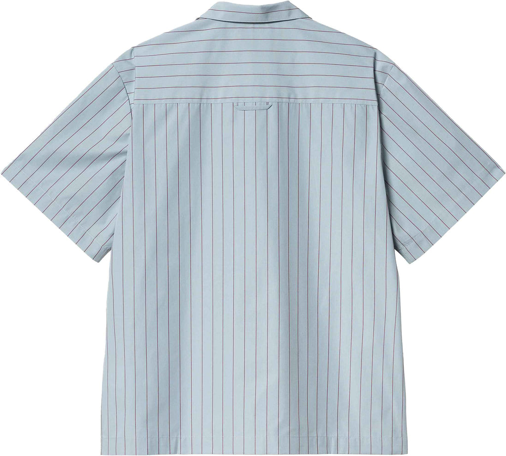 Carhartt Wip Camicia Ss Hendry Shirt Seaton Stripe Frosted Blue Frostedblue Uomo - 2