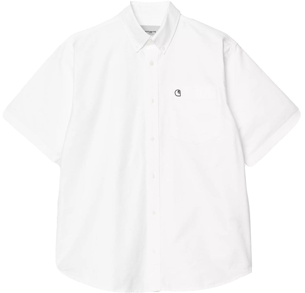 Carhartt Wip Camicia Ss Braxton Shirt White Black Whiteblack Uomo - 1