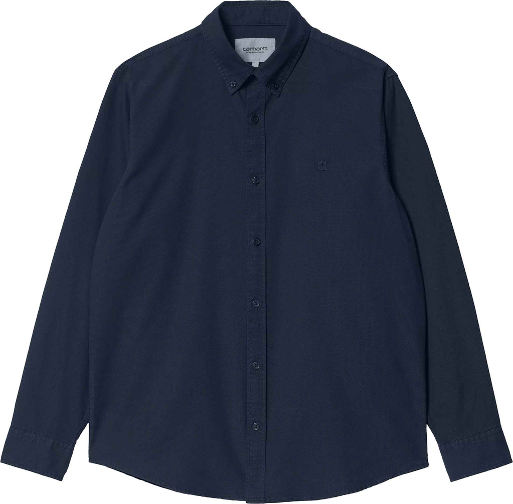 Carhartt Wip Camicia Ls Bolton Shirt Dark Navy Garment Dyed Darknavygarmentdyed Uomo - 1